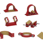 Pipe supports with liners to reduce stress from thermal expansion and contraction.
